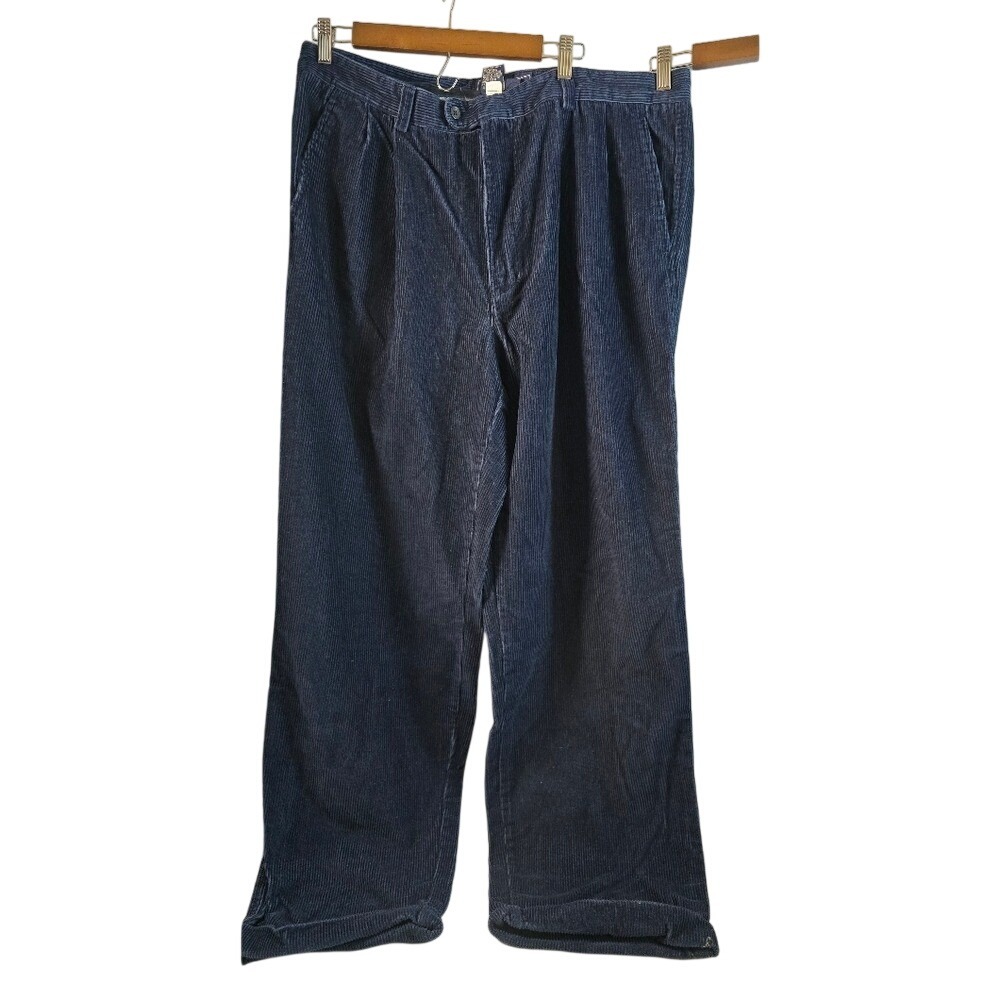 Susquehanna Trail Vintage  Navy Corduroy Trousers With Wide‎ Cuffed Leg 40 32